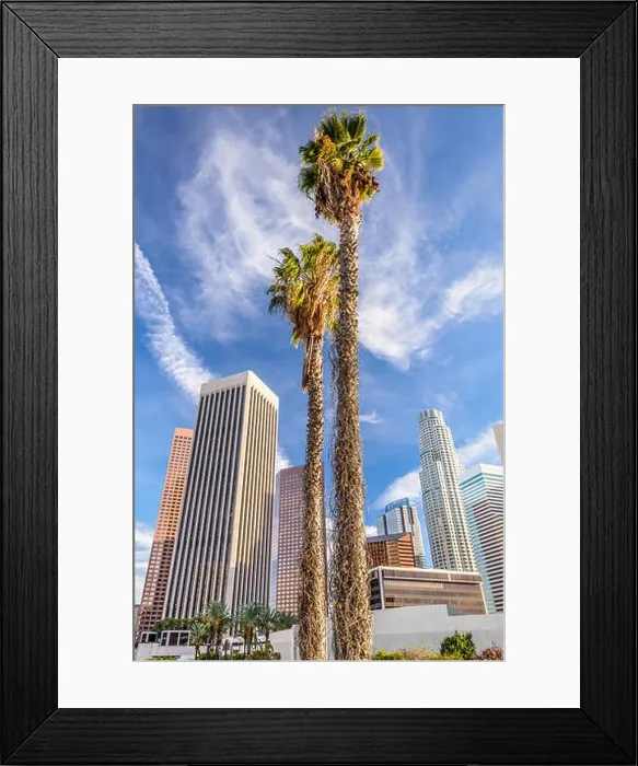 Framed Print : Los Angeles, California, USA palm trees and buildings Framed Print : Los Angeles, California, USA palm trees and buildings