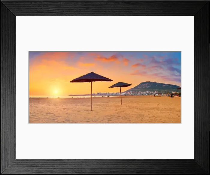 Framed Print : Agadir beach at sunset, Morocco, Africa Framed Print : Agadir beach at sunset, Morocco, Africa