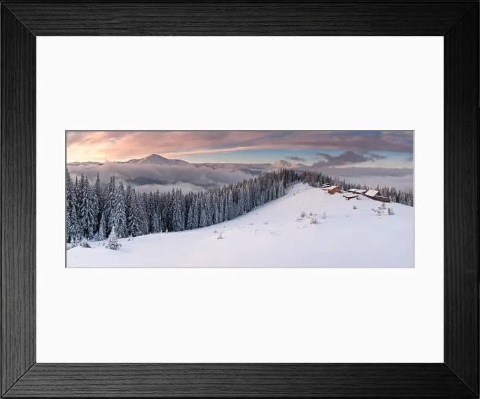 Framed Print : Fantastic winter landscape with dramatic sky and snowy trees. Carpathians, Ukraine, Europe Framed Print : Fantastic winter landscape with dramatic sky and snowy trees. Carpathians, Ukraine, Europe
