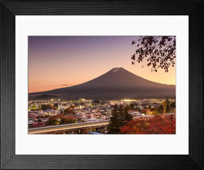 Framed Print : Mt. Fuji rises over Fujiyoshida, Japan in autumn Framed Print : Mt. Fuji rises over Fujiyoshida, Japan in autumn