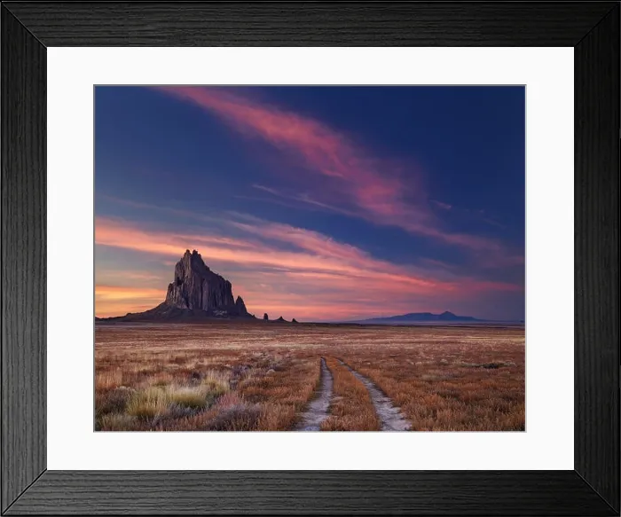 Framed Print : Shiprock, the great volcanic rock mountain in desert plane of New Mexico, USA