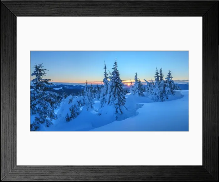 Framed Print : Fantastic orange evening landscape glowing by sunlight. Dramatic wintry scene with snowy trees. Kukul ridge, Carpathians, Ukrain Framed Print : Fantastic orange evening landscape glowing by sunlight. Dramatic wintry scene with snowy trees. Kukul ridge, Carpathians, Ukrain