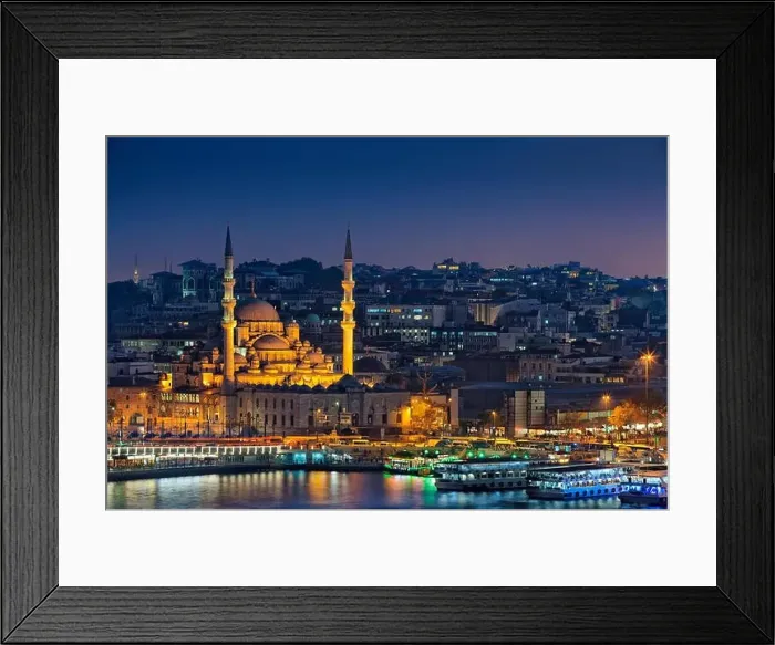 Framed Print : Istanbul. Image of Istanbul with Yeni Cami Mosque during twilight blue hour Framed Print : Istanbul. Image of Istanbul with Yeni Cami Mosque during twilight blue hour