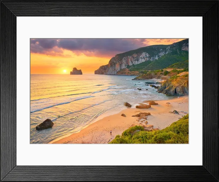 Framed Print : Pan di Zucchero at sunset time, Masua Village Beach, Sardinia Island, Italy Framed Print : Pan di Zucchero at sunset time, Masua Village Beach, Sardinia Island, Italy