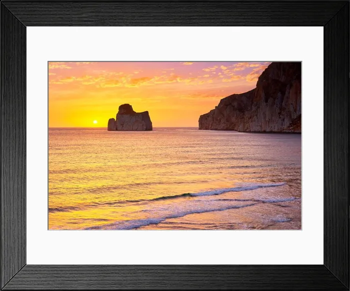 Framed Print : Pan di Zucchero at sunset time, Masua Village, Sardinia Island, Italy Framed Print : Pan di Zucchero at sunset time, Masua Village, Sardinia Island, Italy
