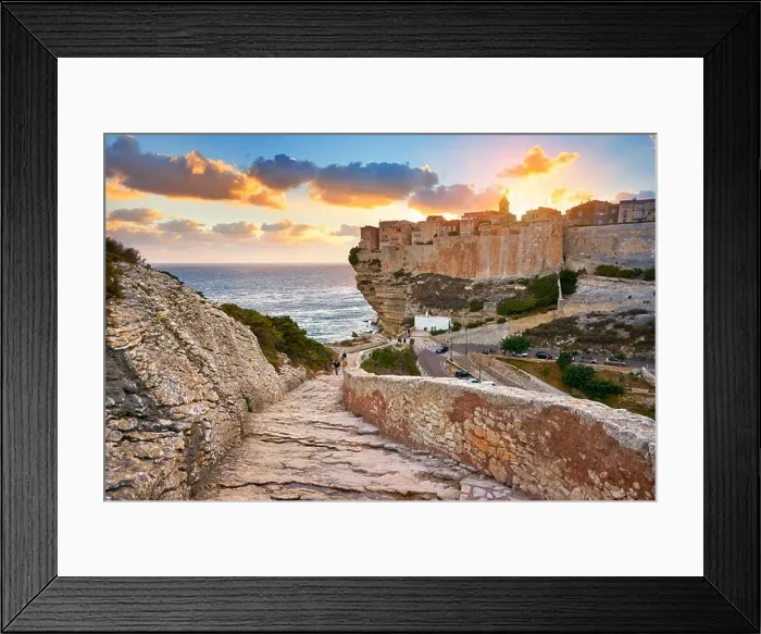 Framed Print : Corsica Island - Bonifacio at sunset time, France Framed Print : Corsica Island - Bonifacio at sunset time, France