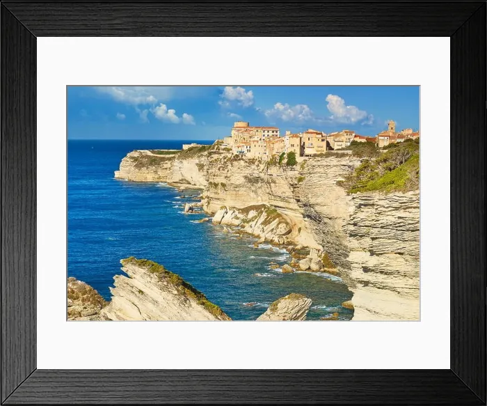Framed Print : Binifacio situated on the limestone cliff, Bonifacio, South Coast of Corsica Island, France Framed Print : Binifacio situated on the limestone cliff, Bonifacio, South Coast of Corsica Island, France