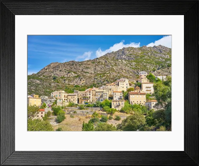 Framed Print : Small mountain village Lama, Balagne, West Coast, Corsica Island, France Framed Print : Small mountain village Lama, Balagne, West Coast, Corsica Island, France