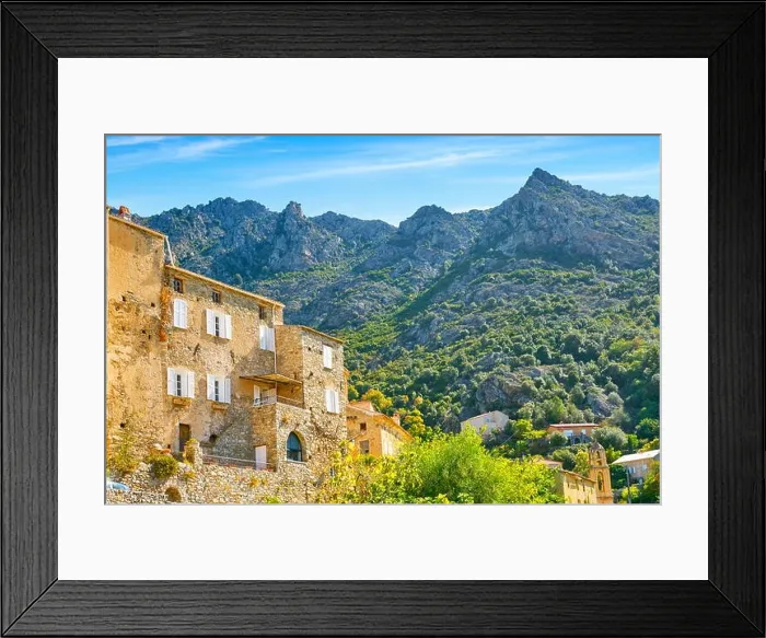 Framed Print : Small mountain village Lama, Balagne, West Coast, Corsica Island, Franc Framed Print : Small mountain village Lama, Balagne, West Coast, Corsica Island, Franc