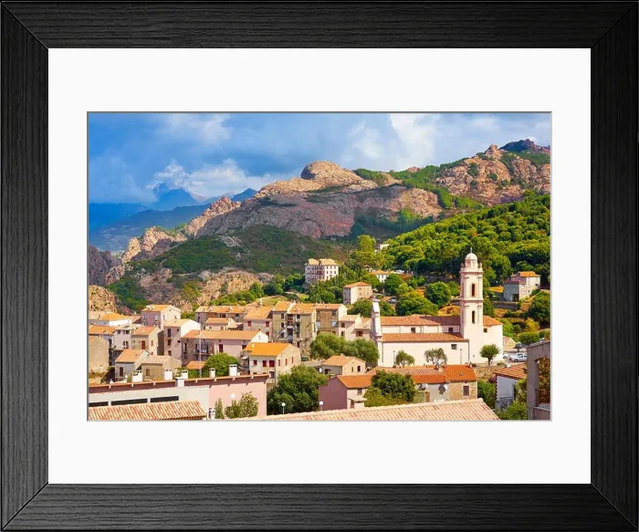 Framed Print : Piana Village, Les Calanches, Golfe de Porto, Corsica Island, France, UNESCO Framed Print : Piana Village, Les Calanches, Golfe de Porto, Corsica Island, France, UNESCO