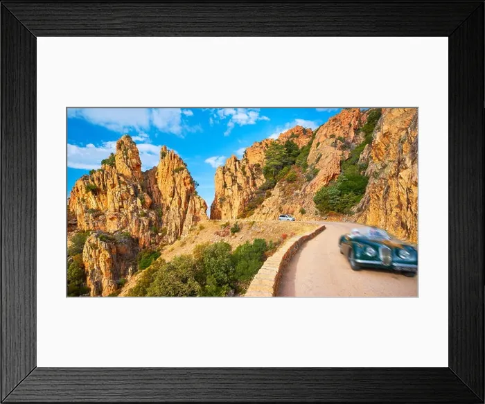 Framed Print : Mountains road through the Calanches de Piana, Golfe de Porto, Corsica Island, France, UNESCO