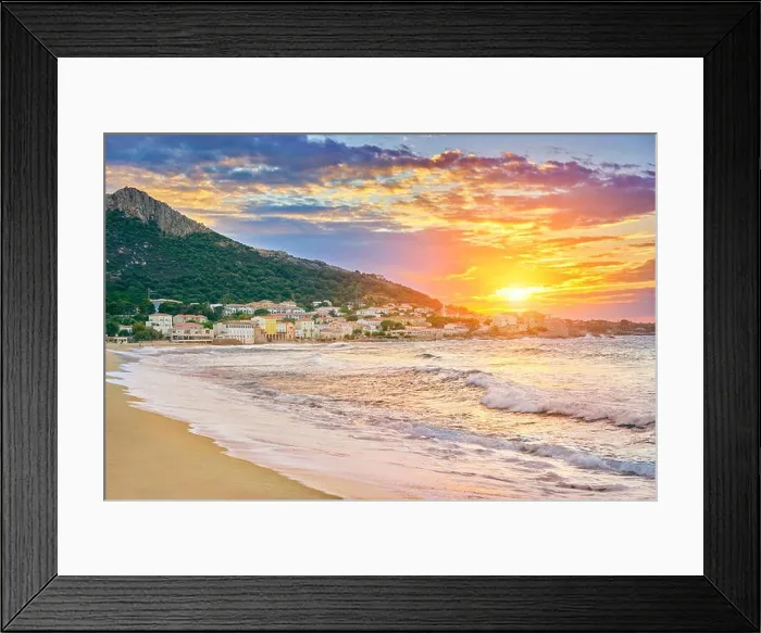 Framed Print : Algajola Beach and Village, Cap Corse, Corsica Island, France Framed Print : Algajola Beach and Village, Cap Corse, Corsica Island, France