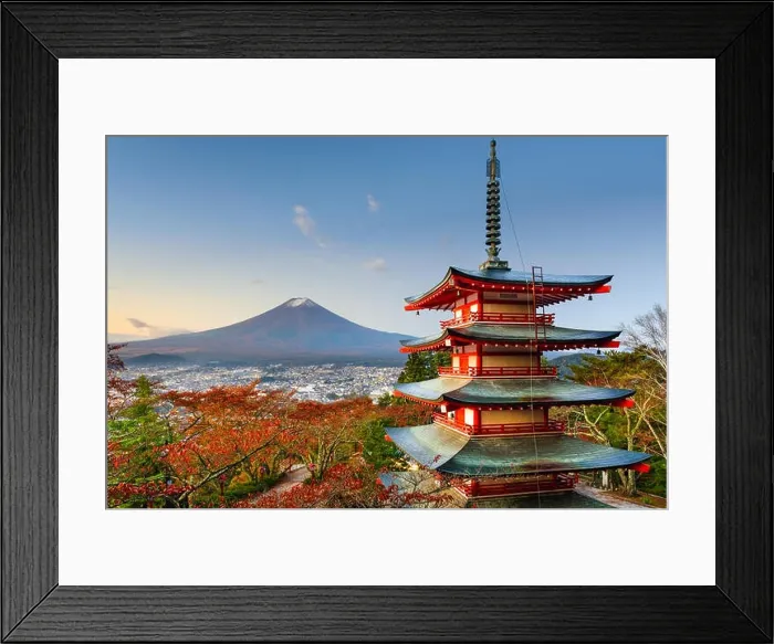Framed Print : Mt. Fuji, Japan from behind Chureito Pagoda Framed Print : Mt. Fuji, Japan from behind Chureito Pagoda