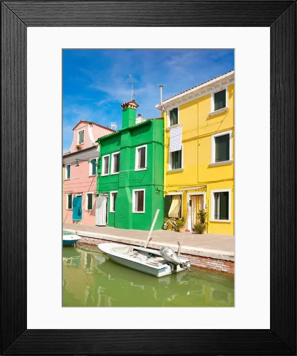 Framed Print : Colourful Houses in Village of Burano near Venice, (Burano Lagoon Island), Italy, Europe, UNESCO Framed Print : Colourful Houses in Village of Burano near Venice, (Burano Lagoon Island), Italy, Europe, UNESCO