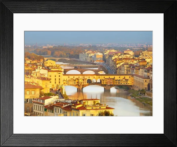 Framed Print : Ponte Vecchio Bridge, Florence cityscape, Italy