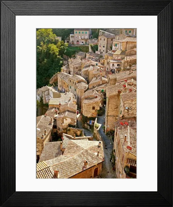 Framed Print : Aerial view of Sorano, Tuscany, Italy Framed Print : Aerial view of Sorano, Tuscany, Italy