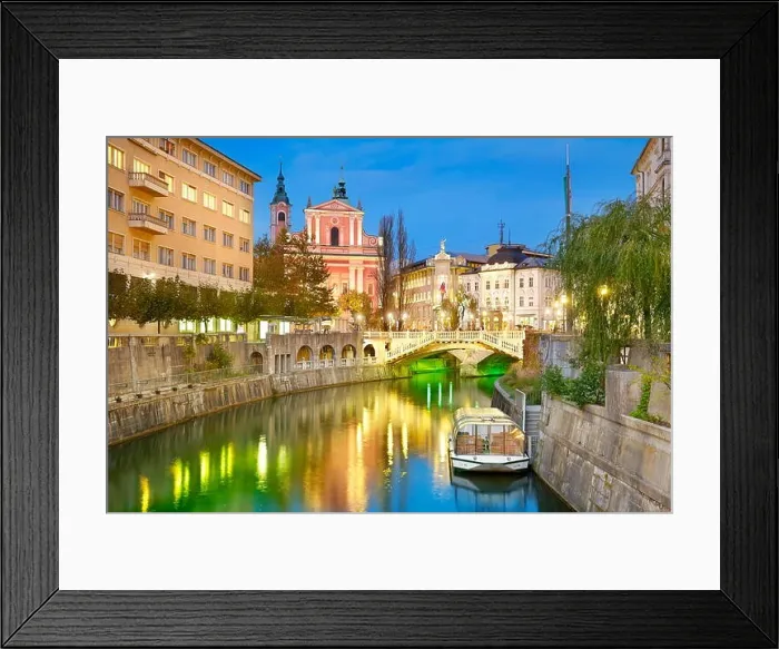 Framed Print : Ljubljana at evening time, Slovenia Framed Print : Ljubljana at evening time, Slovenia