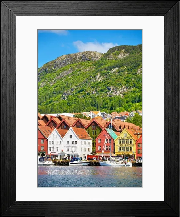 Framed Print : Wooden warehouses, Bryggen, Bergen, Norway Framed Print : Wooden warehouses, Bryggen, Bergen, Norway