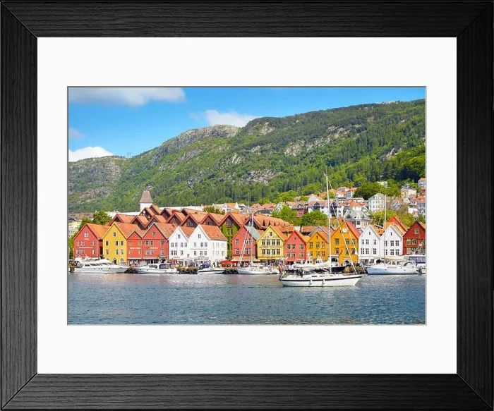 Framed Print : Wooden warehouses, Bryggen, Bergen, Norway Framed Print : Wooden warehouses, Bryggen, Bergen, Norway