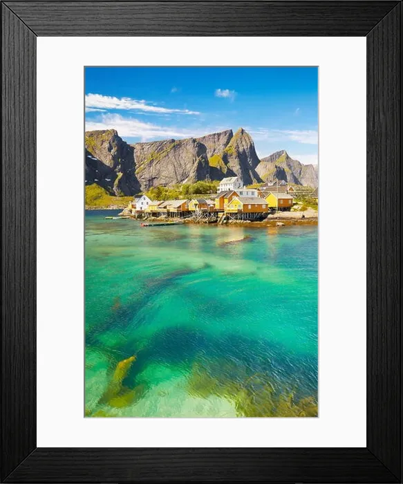 Framed Print : Fishermen houses rorbu, Lofoten Islands, Norway Framed Print : Fishermen houses rorbu, Lofoten Islands, Norway