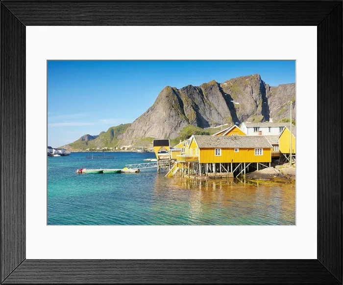 Framed Print : Taditional fishermen houses rorbu, Lofoten Islands, Norway Framed Print : Taditional fishermen houses rorbu, Lofoten Islands, Norway