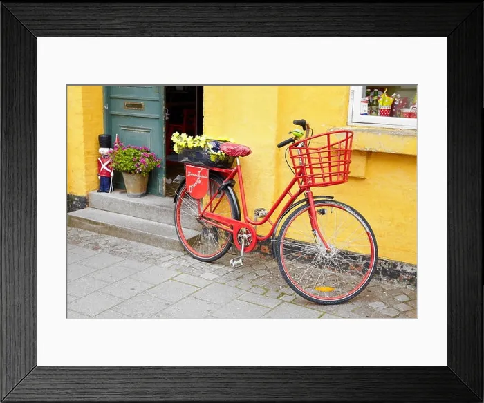 Framed Print : The bicycle on the street of Ribe Old Town, Denmark Framed Print : The bicycle on the street of Ribe Old Town, Denmark