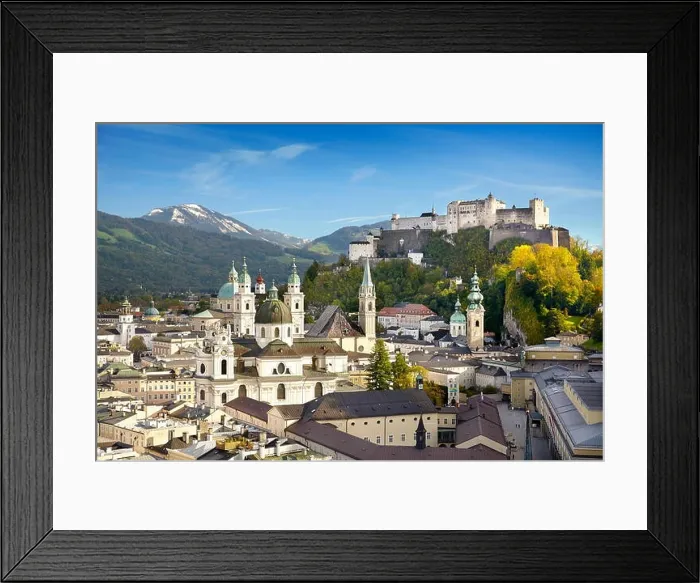 Framed Print : Aerial view of Salzburg Old Town, the Castle visible in the background, Austria Framed Print : Aerial view of Salzburg Old Town, the Castle visible in the background, Austria