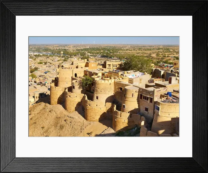 Framed Print : View from the top of Jaisalmer Fort of the foritication and city below, Jaisalmer, India Framed Print : View from the top of Jaisalmer Fort of the foritication and city below, Jaisalmer, India