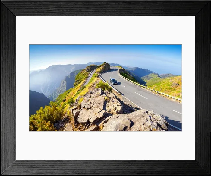 Framed Print : Madeira - mountains landscape with alpine road from Encumenada Pass to Paul da Serra plateau, Madeira, Portugal Framed Print : Madeira - mountains landscape with alpine road from Encumenada Pass to Paul da Serra plateau, Madeira, Portugal