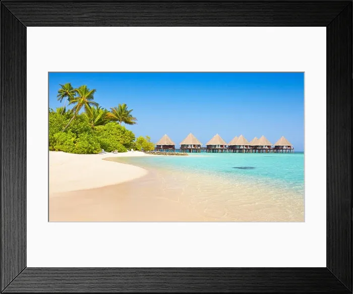 Framed Print : Tropical beach landscape at Maldives Island, Ari Atoll Framed Print : Tropical beach landscape at Maldives Island, Ari Atoll