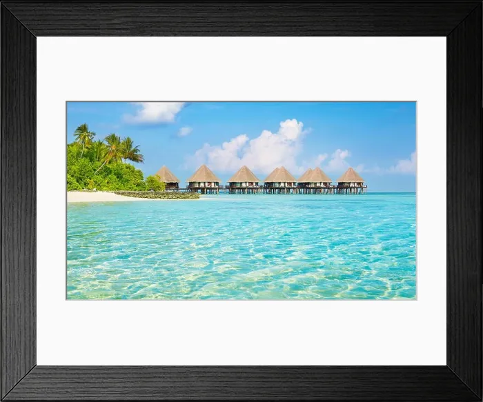 Framed Print : Maldives Islands, bungalows hotel on the water Framed Print : Maldives Islands, bungalows hotel on the water
