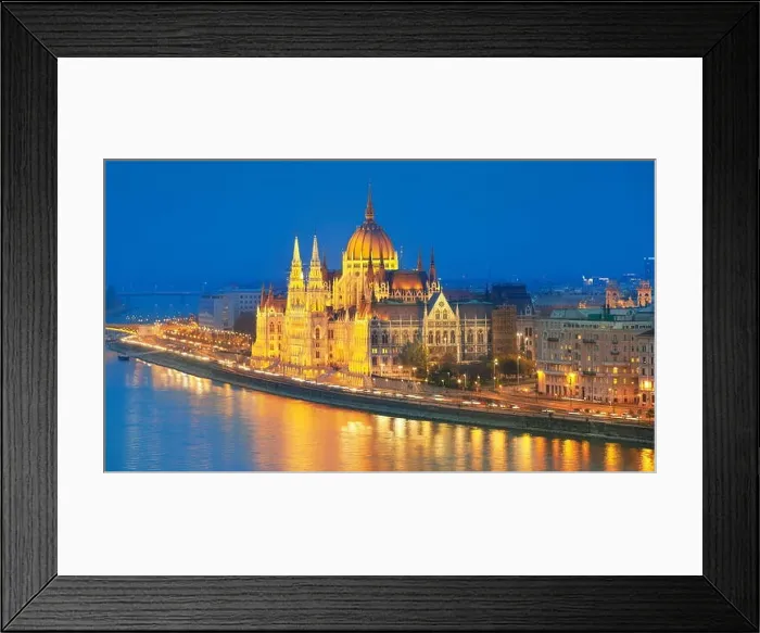 Framed Print : Budapest - View at Parliament Building, Danube River, Budapest, Hungary