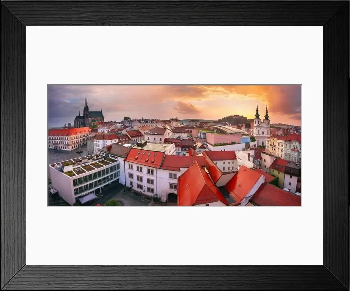 Framed Print : Brno, Czech Republic. Aerial cityscape image of Brno, second largest city in Czech Republic with the Cathedral of St. Peter and Paul at summer sunset Framed Print : Brno, Czech Republic. Aerial cityscape image of Brno, second largest city in Czech Republic with the Cathedral of St. Peter and Paul at summer sunset