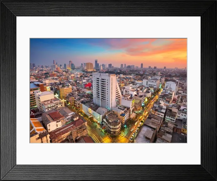 Framed Print : Thailand - Bangkok cityscape at sunset, Bangkok Framed Print : Thailand - Bangkok cityscape at sunset, Bangkok
