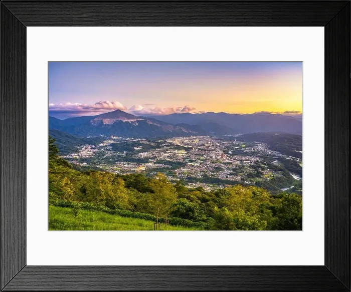 Framed Print : Chichibu, Saitama, Japan with Buko Mountain at dusk Framed Print : Chichibu, Saitama, Japan with Buko Mountain at dusk