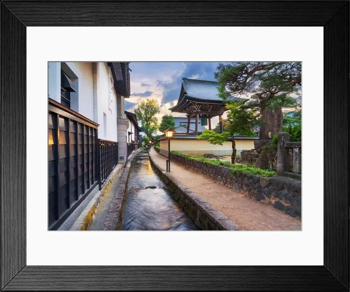 Framed Print : Hida, Gifu, Japan on Shirakabe Dozogai Street at night Framed Print : Hida, Gifu, Japan on Shirakabe Dozogai Street at night