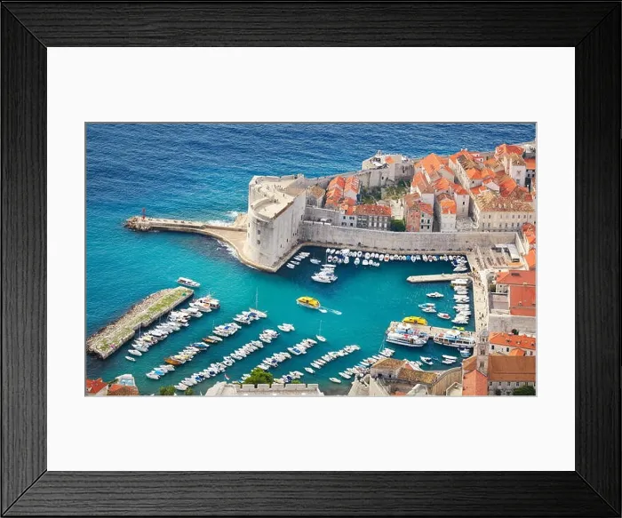 Framed Print : Dubrovnik, aerial view of Old Town and harbor, Croatia Framed Print : Dubrovnik, aerial view of Old Town and harbor, Croatia