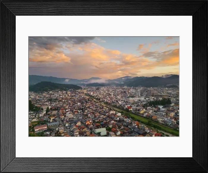 Framed Print : Takayama, Gifu, Japan skyline at dusk Framed Print : Takayama, Gifu, Japan skyline at dusk