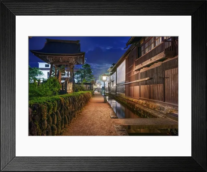 Framed Print : Hida, Gifu, Japan on Shirakabe Dozogai Street at night Framed Print : Hida, Gifu, Japan on Shirakabe Dozogai Street at night