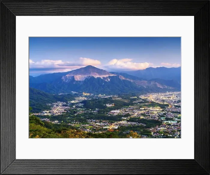 Framed Print : Chichibu, Saitama, Japan with Buko Mountain at blue hour Framed Print : Chichibu, Saitama, Japan with Buko Mountain at blue hour
