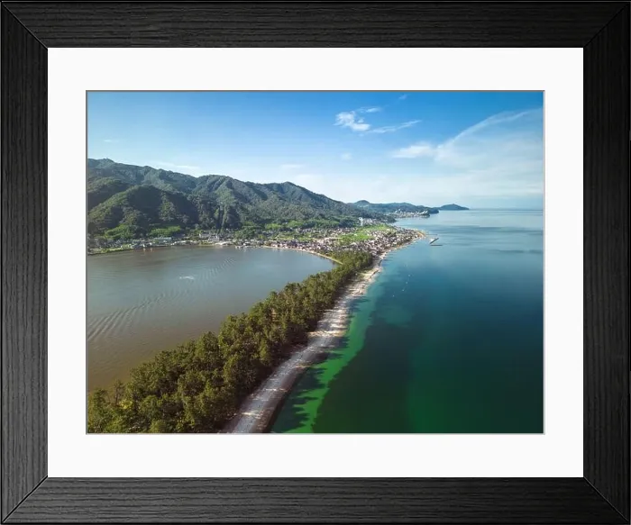 Framed Print : Amanohashidate, Kyoto, Japan overlooking the sandbar Framed Print : Amanohashidate, Kyoto, Japan overlooking the sandbar