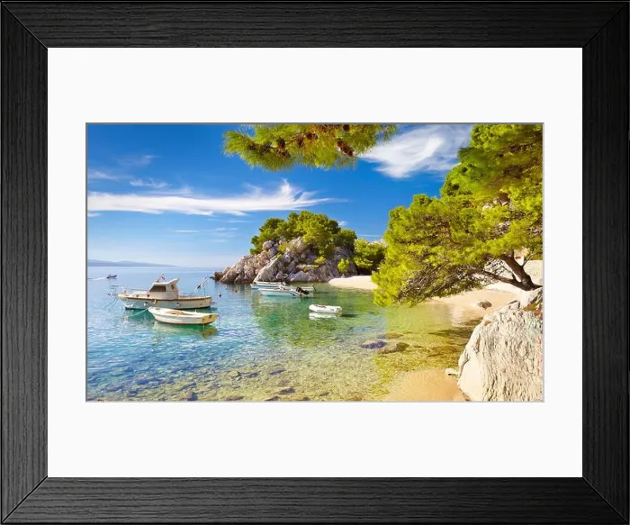 Framed Print : Beach near Brela Village, Makarska Riviera, Croatia