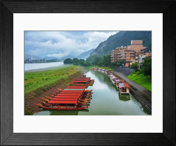 Framed Print : Gifu, Japan with cormorant fishing boats on the Nagara River Framed Print : Gifu, Japan with cormorant fishing boats on the Nagara River