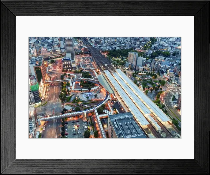 Framed Print : Gifu, Japan cityscape over the station at dusk Framed Print : Gifu, Japan cityscape over the station at dusk