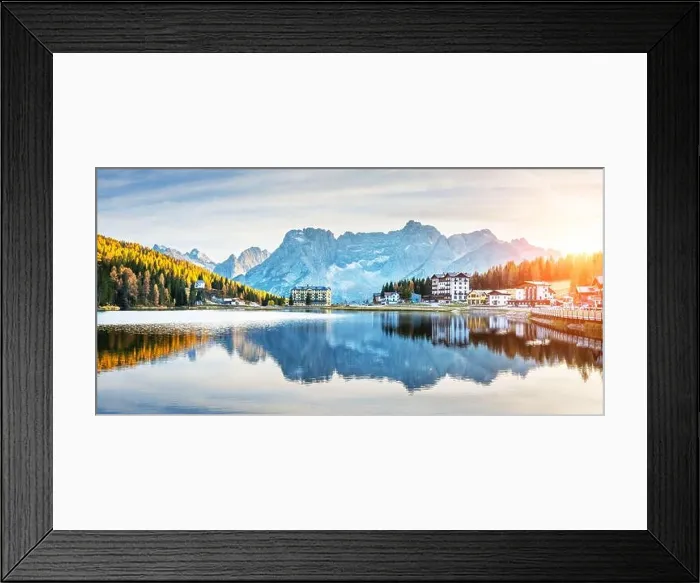 Framed Print : Panoramic autumn view of Misurina lake and Misurina village, National Park Tre Cime di Lavaredo, Auronzo, Dolomiti Alps, South Tyrol, Italy, Europe Framed Print : Panoramic autumn view of Misurina lake and Misurina village, National Park Tre Cime di Lavaredo, Auronzo, Dolomiti Alps, South Tyrol, Italy, Europe