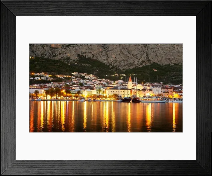 Framed Print : Makarska by night, Makarska Riviera - Croatia, Europe Framed Print : Makarska by night, Makarska Riviera - Croatia, Europe