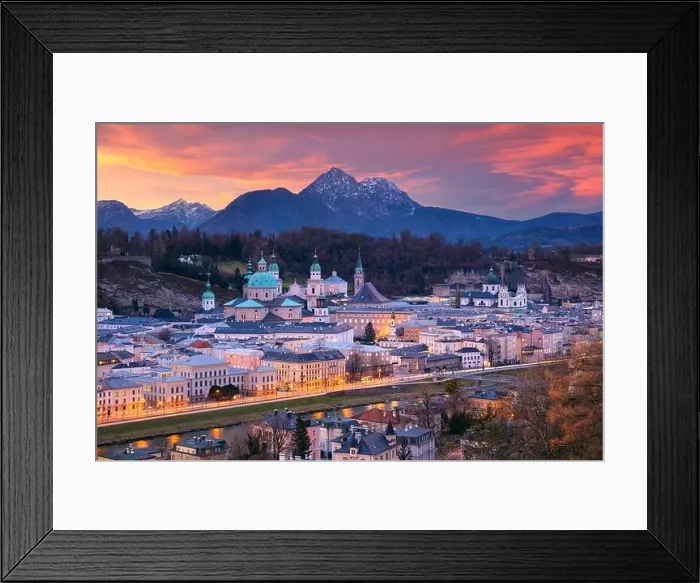 Framed Print : Salzburg, Austria. Cityscape image of the Salzburg, Austria with Salzburg Cathedral during beautiful winter sunset Framed Print : Salzburg, Austria. Cityscape image of the Salzburg, Austria with Salzburg Cathedral during beautiful winter sunset