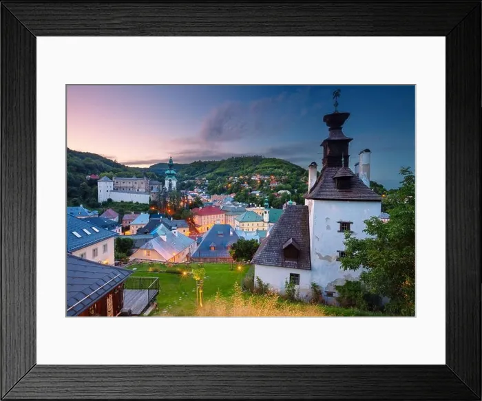 Framed Print : Banska Stiavnica, Slovakia. Cityscape image of historical city of Banska Stiavnica, Slovak Republic at summer sunset Framed Print : Banska Stiavnica, Slovakia. Cityscape image of historical city of Banska Stiavnica, Slovak Republic at summer sunset