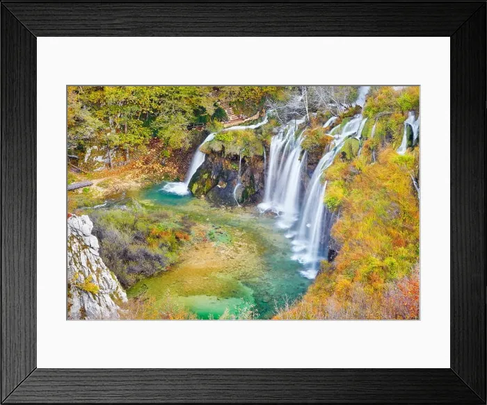 Framed Print : Waterfall in Plitvice Lakes National Park, autumn landscape, Croatia, UNESCO Framed Print : Waterfall in Plitvice Lakes National Park, autumn landscape, Croatia, UNESCO