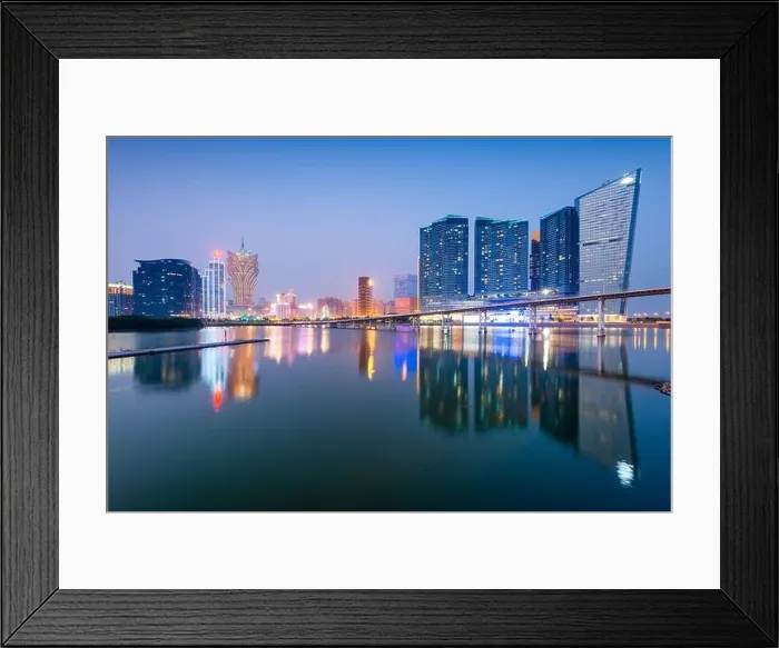 Framed Print : Macau, China cityscape at twilight on Nam Van Lake Framed Print : Macau, China cityscape at twilight on Nam Van Lake